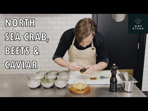 Chef Niven Kunz prepares Northsea crab with beets & caviar at restaurant Triptyque (The Netherlands)