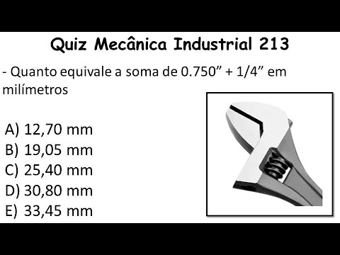 Quiz Mecânica Industrial - Vídeo 213