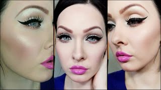 Winged liner and Fucshia lips - makeup tutorial