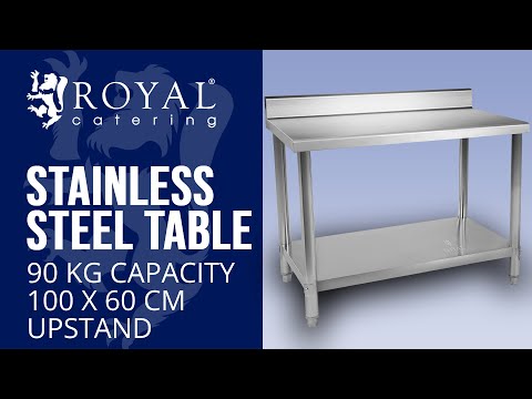 video - Stainless Steel Table - 100 x 60 cm - 90 kg capacity - upstand