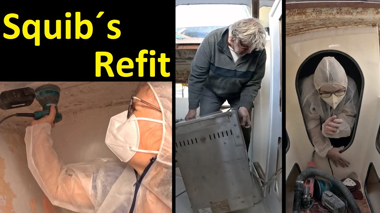 Squib's Refit - Sanding the bow lockers - Removing the galley - New cover plates for the port engine bilge/65