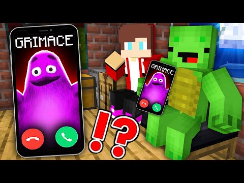 Crazy Mikey - How Scary GRIMACE SHAKE Called JJ and Mikey at Night in Minecraft Challenge - Maizen
