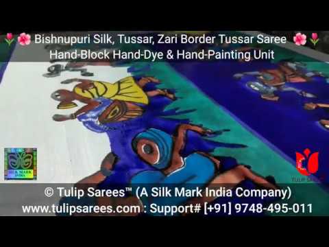Tulip sarees party wear pure tussar silk saree hand blocked/...