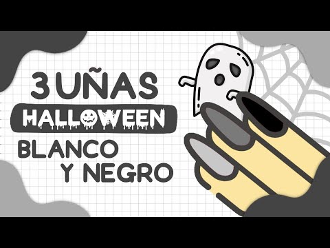 ¡FACILES Y CON SOLO 3 ESMALTES! 3 MANICURAS HALLOWEEN BLANCO Y NEGRO · Uñas Cortas
