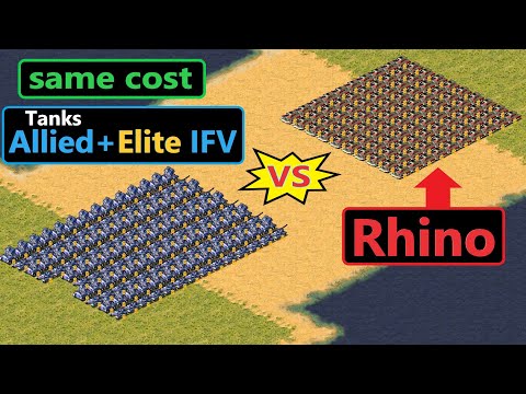Allied Tanks + Elite IFV vs Rhino - Red Alert 2