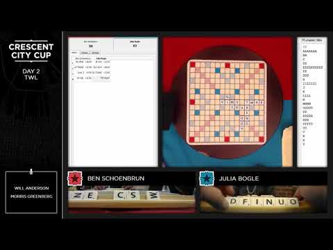 NOLA 2018 SCRABBLE TWL Round 11 Ben Schoenbrun vs Julia Bogle