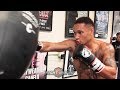 REGIS PROGRAIS SHOWS SPEED AND POWER ON THE HEAVY BAG