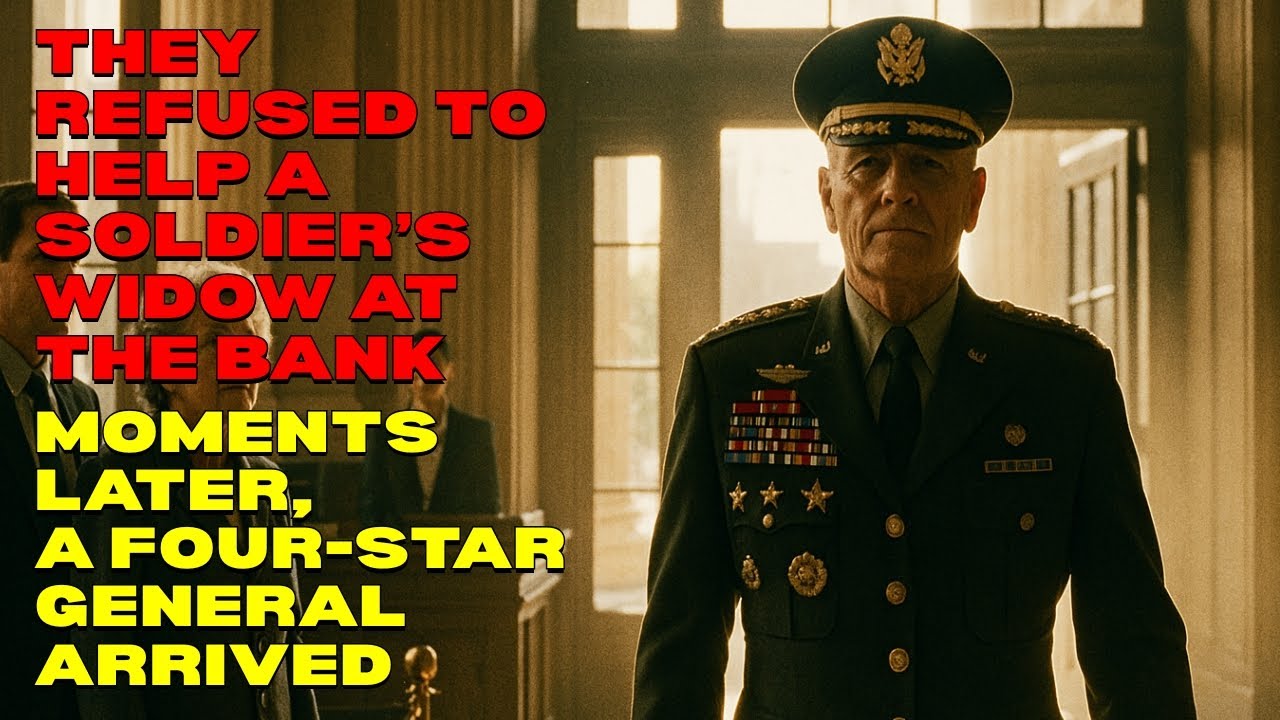 They Refused to Help a Soldier’s Widow at the Bank — Moments Later, a Four-Star General Arrived
