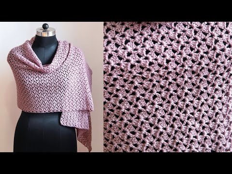 Crochet Lace Shawl Tutorial | One Row Repeat Pattern