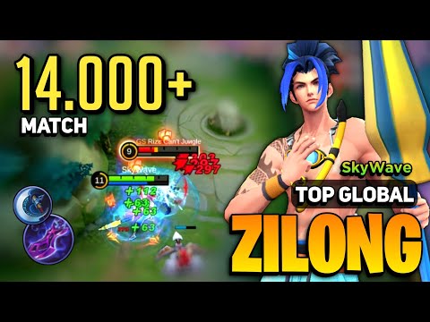 Zilong 14.000+ MATCH Exp Lane Gameplay [ Zilong Best Build Top 1 Global ] By Skywave - MLBB