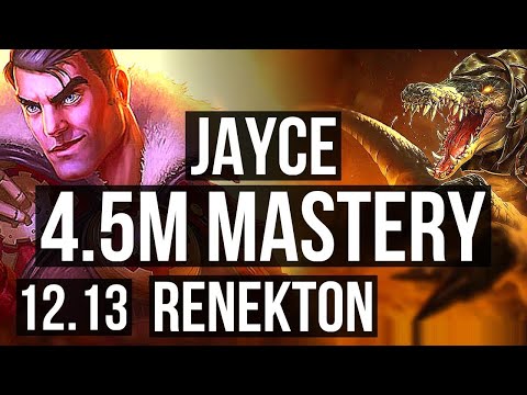 JAYCE vs RENEKTON (TOP) | 4.5M mastery, 5/2/9 | KR Diamond | 12.13