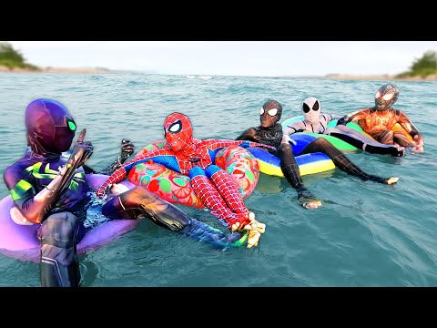 Spider-Man Party On The Beach || PRO 5 SUPERHERO BATTLE CAMP