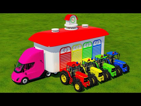 TRANSPORTING CASE TRACTORS & TANKERs with FLATBED TRAILER & CRAZY LOADERS!! FS22
