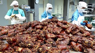 Amazing Korean Braised Pig Feet Mass Production Factory. Bulk Pig Trotter Manufacturing Process