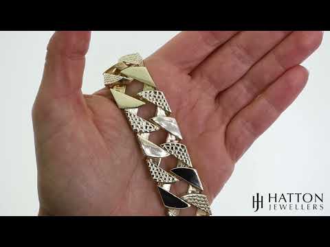 9ct Gold Heavyweight Patterned Curb Bracelet - 19mm