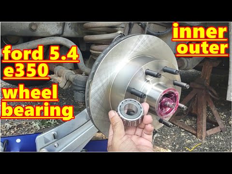 Ford E350 van front wheel bearing brake pads rotors and wheel bearing replacement