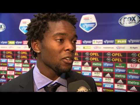 Miquel Nelom na afloop van Feyenoord - Heracles Almelo