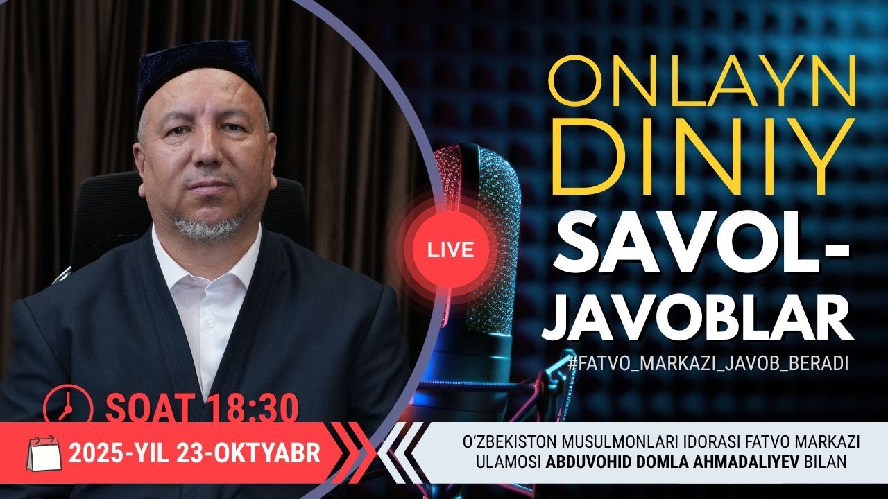 ONLAYN DINIY SAVOL-JAVOBLAR 15-SON 23.10.2025