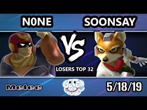 GOML 2019 SSBM - n0ne (Falcon) Vs. Soonsay (Fox) Smash Melee Tournament Losers Top 32