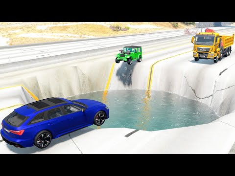 Cars vs Giant Water Pit #1 – BeamNG.Drive | BeamNG Car Crusher