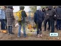 Российские беженцы на границе с Казахстаном, палатки, холод 29 сентября 2022 г.