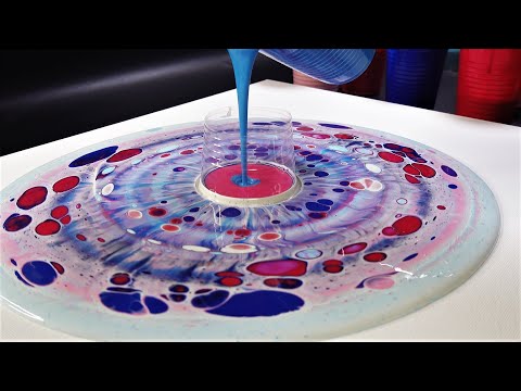 Open Cup Acrylic Pouring with Floetrol - Fluid Art Painting on Canvas