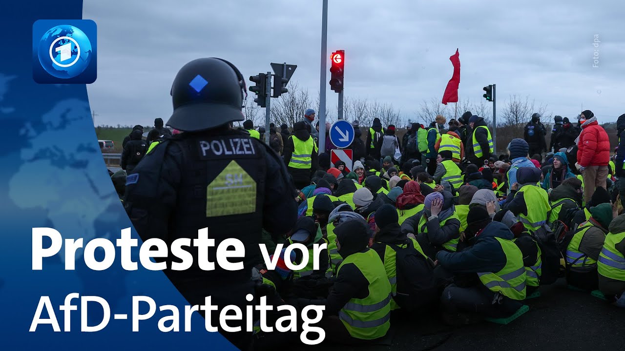 AfD-Parteitag: Stundenlange Verspätung wegen massiver Proteste