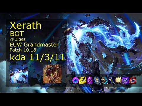 Xerath Bot & Thresh vs Ziggs & Bard - EUW Grandmaster 11/3/11 Patch 10.18 Gameplay