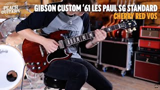 Video thumbnail for No Talking...Just Tones | Gibson Custom '61 Les Paul SG Standard Reissue Stop-Bar Cherry Red VOS by Peach Guitars