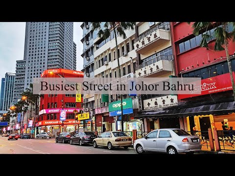 Passeio noturno por uma das ruas mais movimentadas de Johor Bahru - Jalan Wong Ah Fook | DJI Osmo Pocket