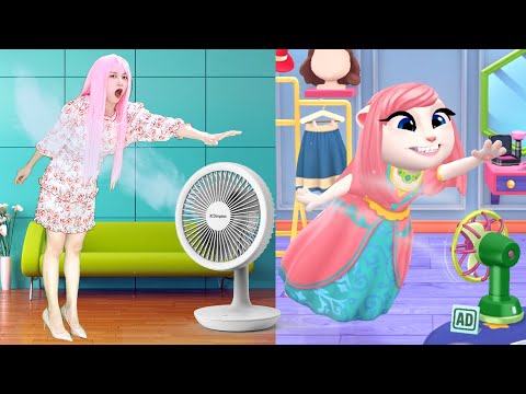 Imitate Angela Turning on the Super Powerful Fan - My Talking Angela 2 In Real Life