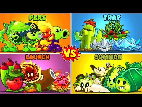 PvZ2 - 4 Best Plant Teams: PEA vs TRAP vs ZOMBOID vs LAUNCH - Who Will Win ?