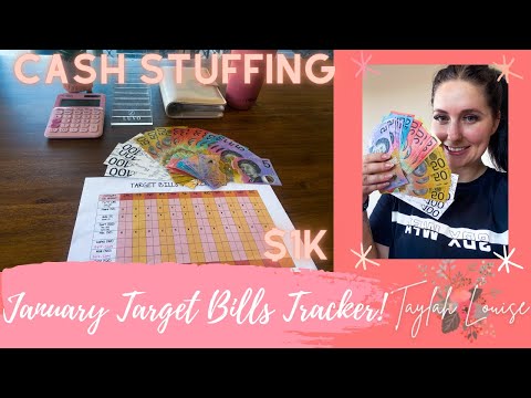 January Target Bills Tracker 2023/ Cash Stuffing & Unstuffing $1K/ Month Ahead Fund