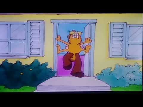 Jon Arbuckle tries to throw Garfield outside the House for Some Fresh Air