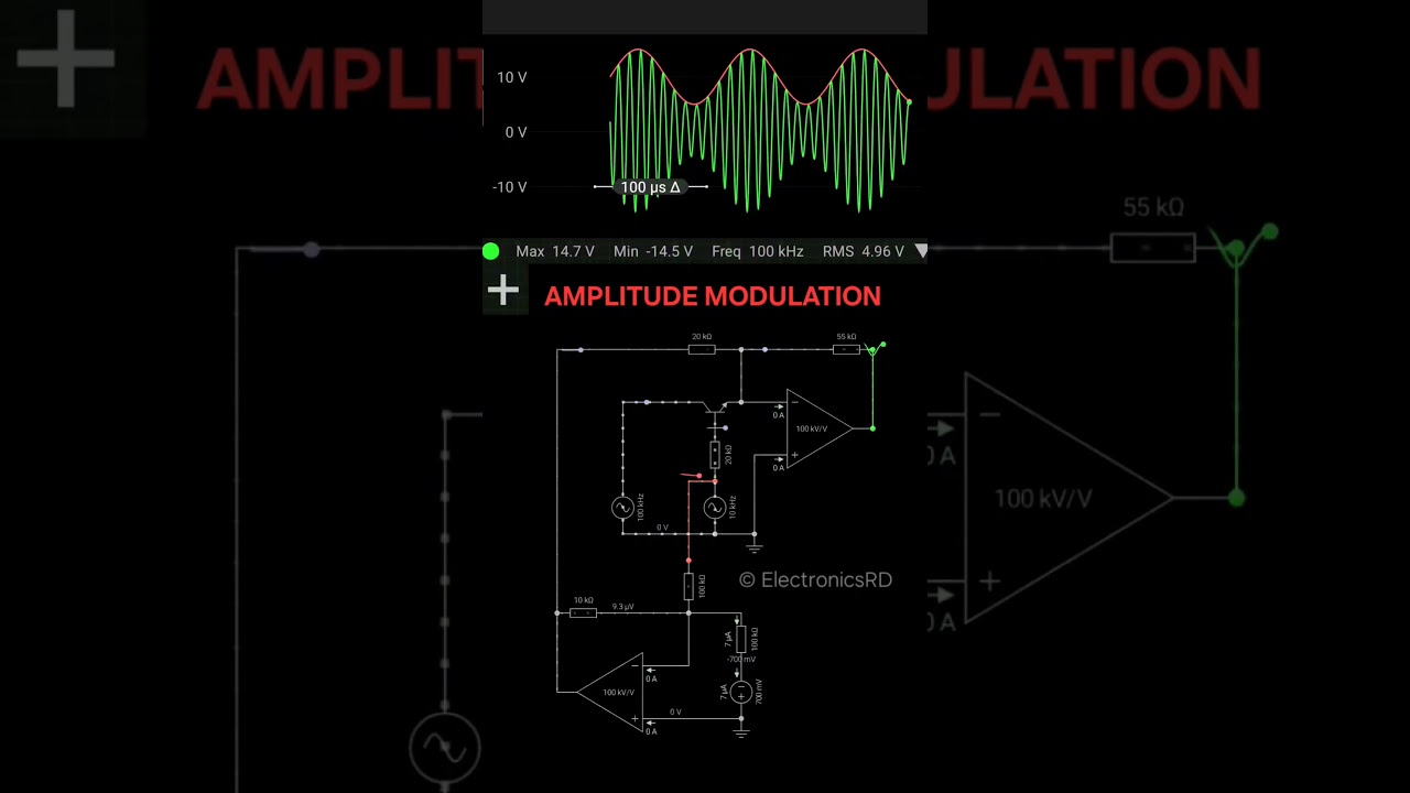 Simulation of Amplitude Modulation using Opamps #electronicseducation #electronicsrd #opamp