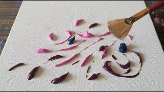 Simple Floral Abstract Painting using Fan Brush /Satisfying/Demonstration/Daily Art Therapy/Day #026