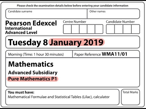 Edexcel IAL Maths - P1 - January 2019