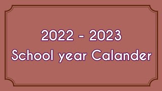 2022 to 2023 school year calendar