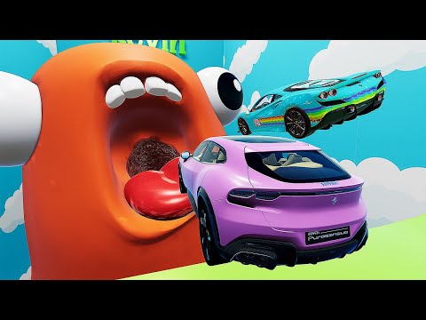 Ferrari Cars VS Mystery DOORS - Sports Car Challenge - BeamNG Drive