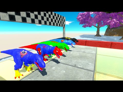 5x MARVEL T-REX Race Championship RESCUE MISSION - Animal Revolt Battle Simulator