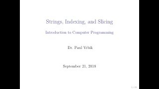 Download the video "Lecture 6 Section 1 --  Strings"