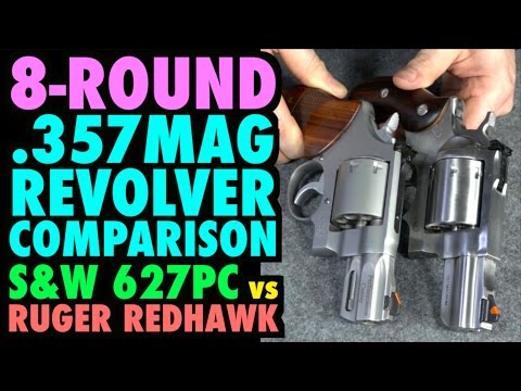 8-Rd .357mag Revolver Comparison (S\u0026W 627PC vs Ruger Redhawk)