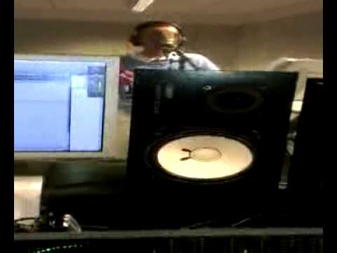 Fernquest laying down vocals on a track called "stay" At the Pentalk Lab