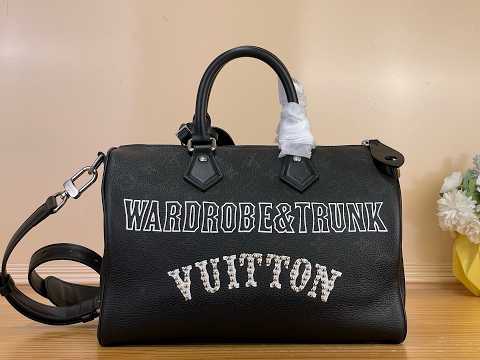 Louis Vuitton–Style Speedy P9 Bandoulière 30 M26177 Black & Red Bag
