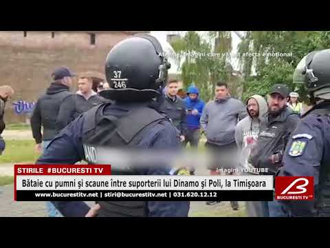 Bataie cu pumni si scaune intre suporterii lui Dinamo si Poli, la Timisoara