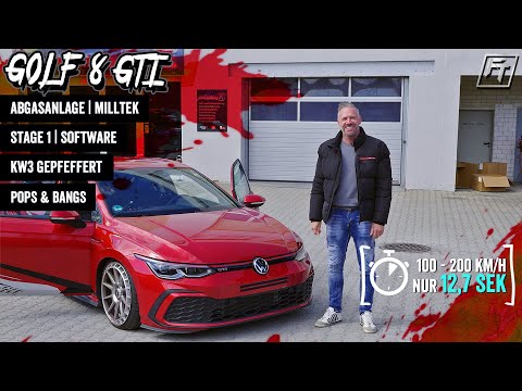 GOLF 8 GTI Tuning | Stage 1 + Pops & Bangs + Milltek Exhaust System + KW3 Peppered Exhaust | Fast...