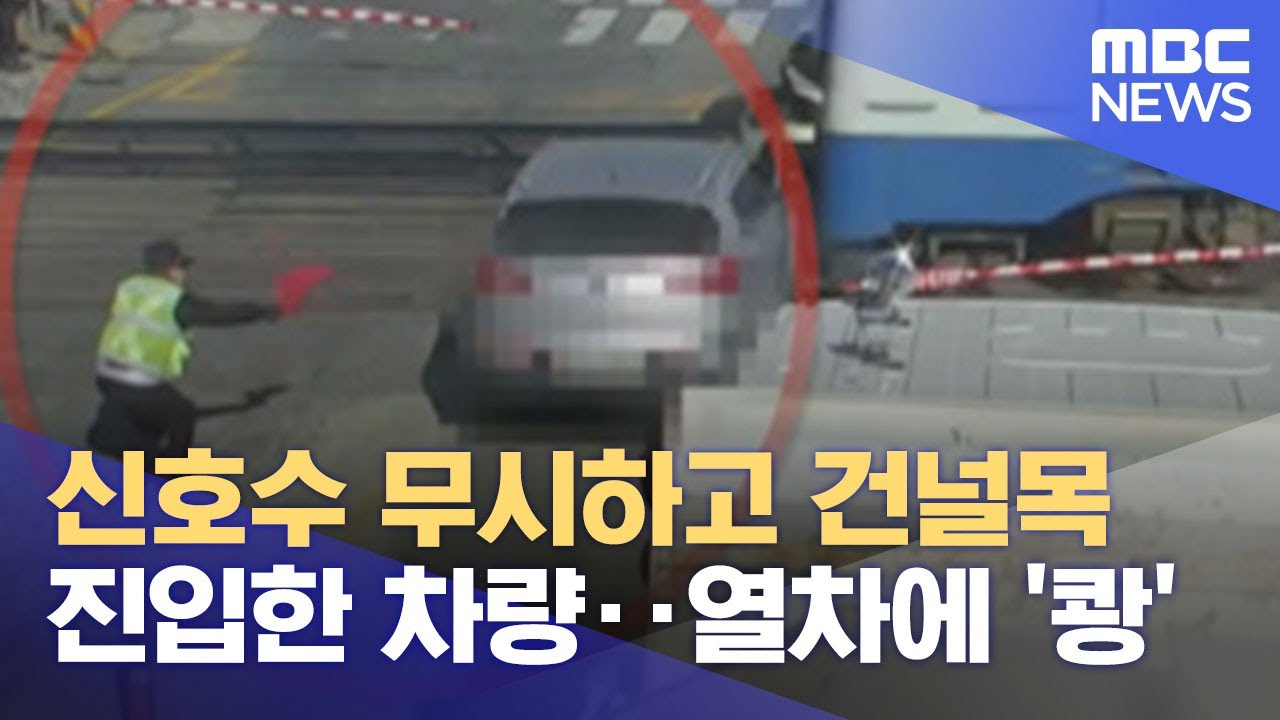 신호수 무시하고 건널목 진입한 차량‥열차에 '쾅' (2021.12.01/뉴스데스크/MBC)