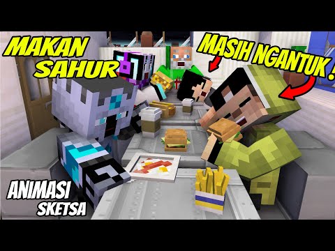 Funny Fasting Youtuber Hard to Get Up for the First Sahur - Minecraft Animation