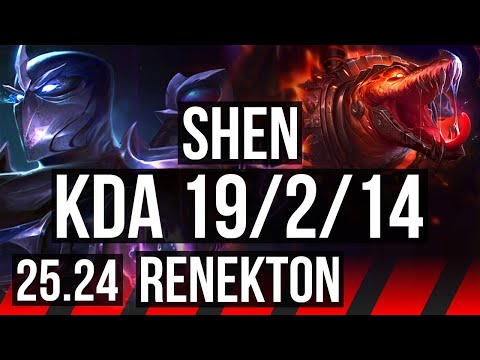 SHEN vs RENEKTON (TOP) | 44K damage, Good KDA: 19/2/14 | EUNE Challenger | 25.24