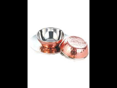 Copper steel finger bowl w underliner